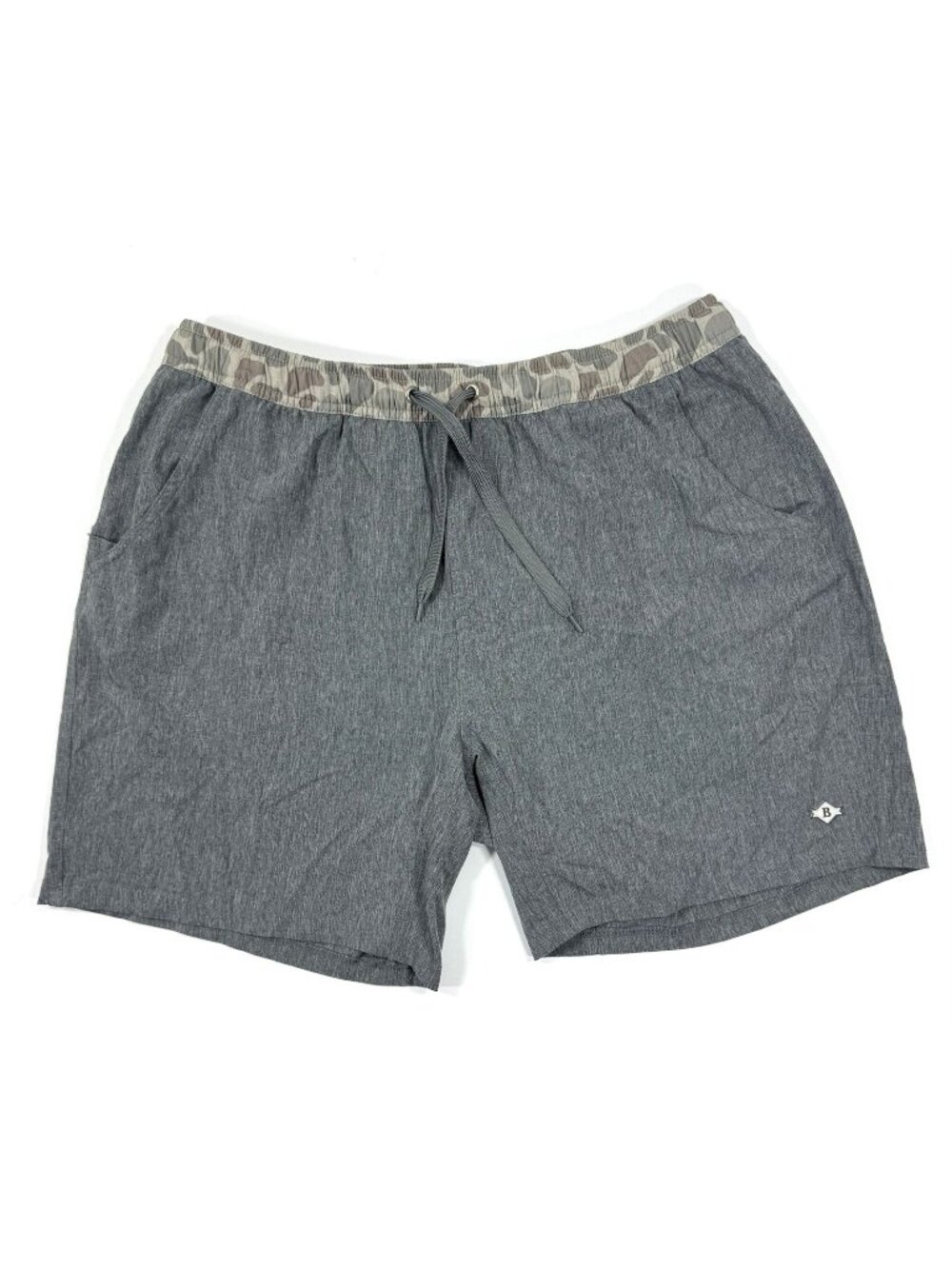 Burlebo Mens Athletic Shorts Built In Liner Sz Large Running Training Gray Camo